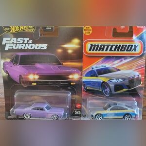 Bundle Of Two Cars,Fast & Furious Purple Car Toy & BMW police Sedan.